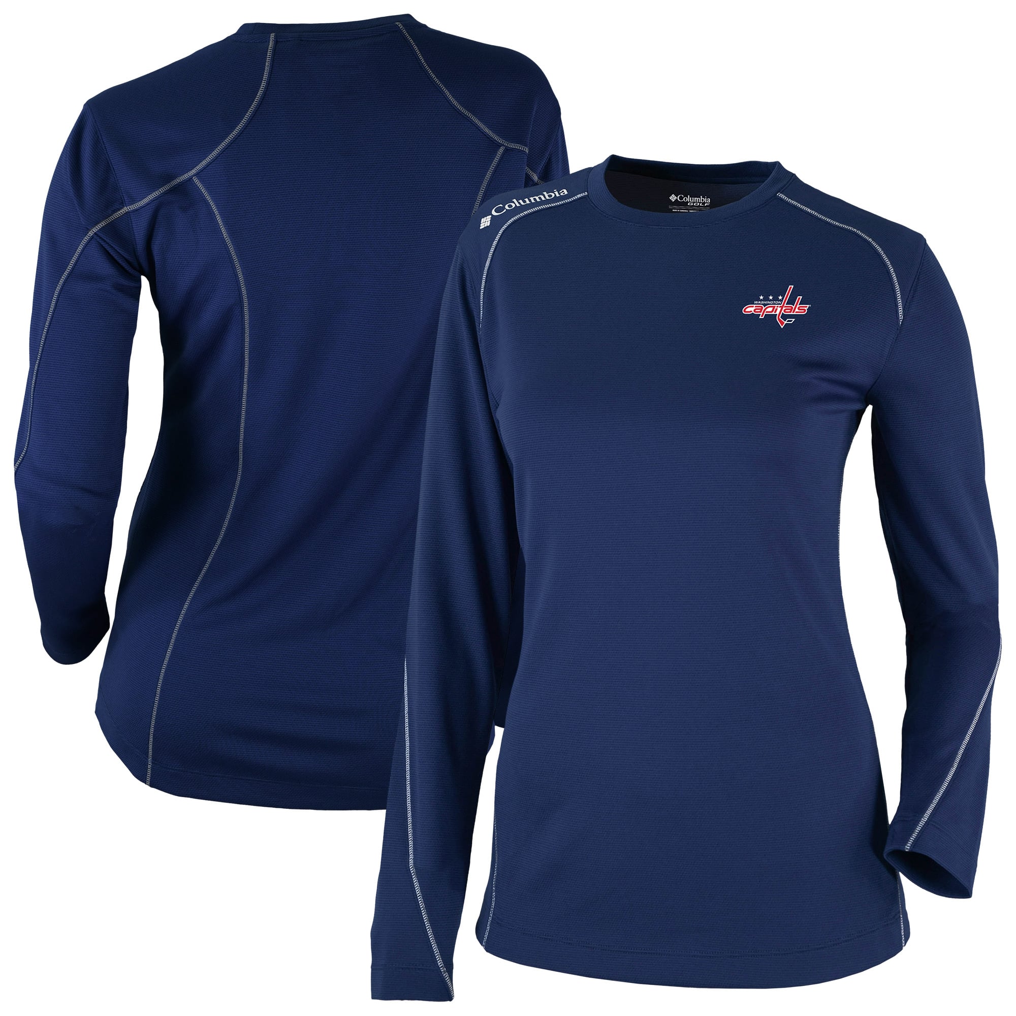 T-shirt à manches longues raglan Columbia Navy Washington Capitals Shotgun Omni-Wick pour femme
